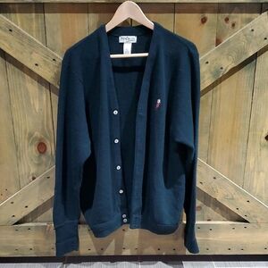 Original Penguin Blue Cardigan Classic Knit Sweater Golf Sport Preppy Vintage